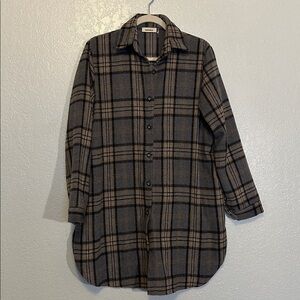 ADORA Plaid Oversized Shirt Tunic Dress GUC L